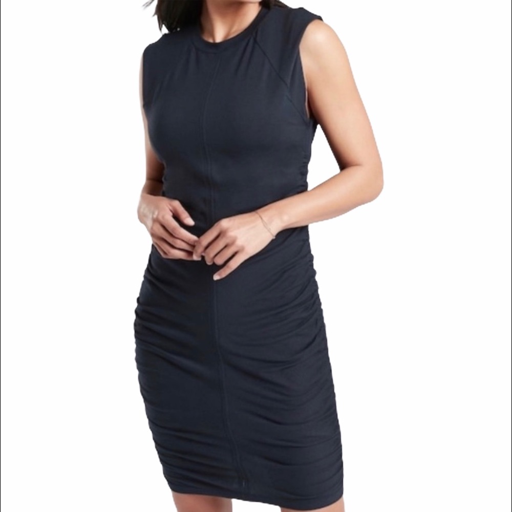 ATHLETA Bodycon Apres Dress, Navy Size Med